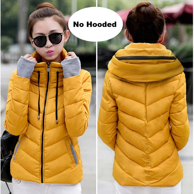 2019 Winter Jacket women Plus Size Womens Parkas Thicken Outerwear solid hooded Coats Short Female Slim Cotton padded basic tops