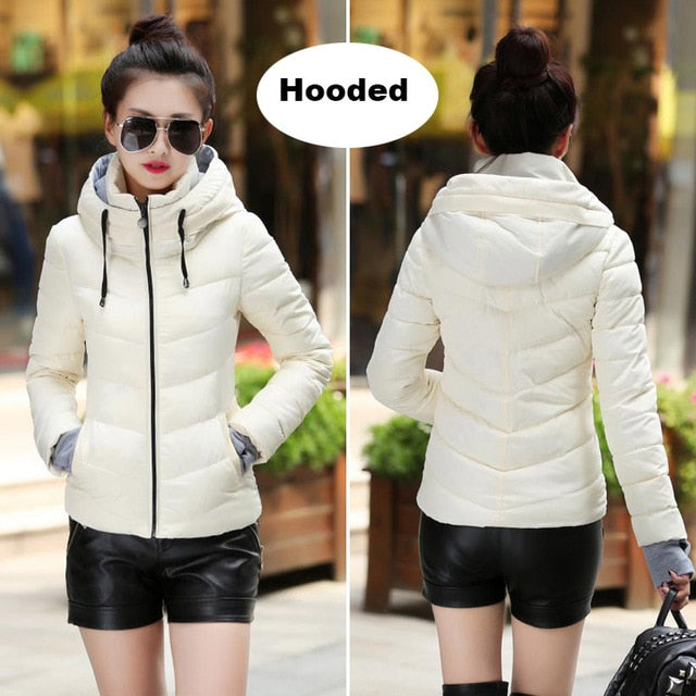 2019 Winter Jacket women Plus Size Womens Parkas Thicken Outerwear solid hooded Coats Short Female Slim Cotton padded basic tops