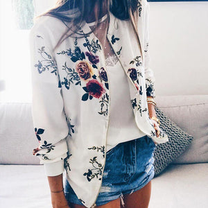 Plus Size Spring Women's Jackets Retro Floral Printed Coat Female Long Sleeve Outwear Clothes Short Bomber Jacket Tops 5XL