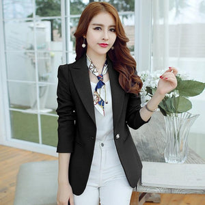 Women Blazers And Jackets Suit 2019 Spring Autumn Jackets Single Button Blaser Female Blue/Black/Green Ladies Blazer Femme