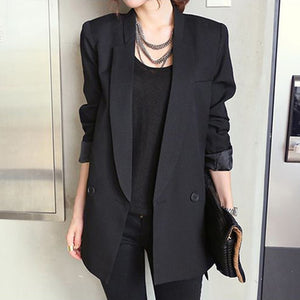 2019 Solid Long Style Black Women Jacket and Blazer Female Notched Collar Asymmetrical Chic Ladies Blazers feminino