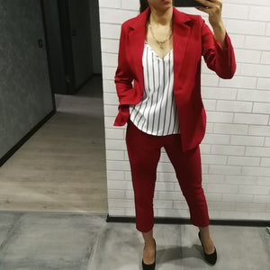 Work Pant Suits OL 2 Piece Set for Women Business interview suit set uniform smil Blazer and Pencil Pant Office Lady suit