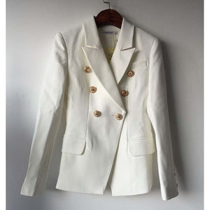 TOP QUALITY New Fashion 2019 Designer Blazer Jacket Women's Double Breasted Metal Lion Buttons Blazer Outer size S-XXXL